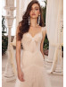 Elegant Sequined Lace Tulle V Back Wedding Dress